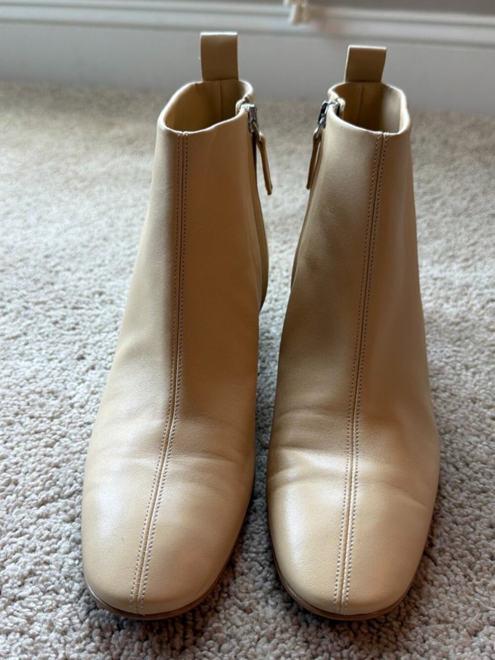 Everlane Italian Leather Day Booties Womens 8.5 Ivory Cream Yellow Minimalist